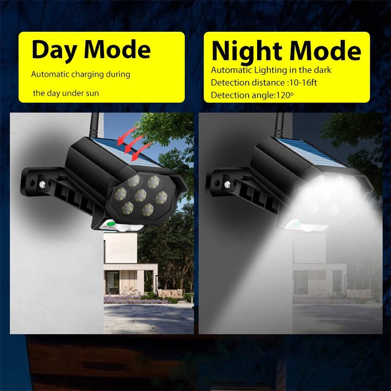 Lampara Tipo Camara Faro LED Recargable Solar de Seguridad Para Exterior Hogar