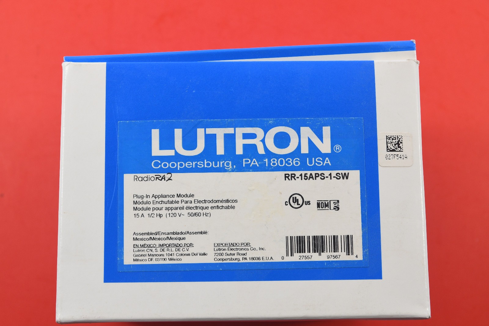 New Lutron RR-15APS-1-SW 1-Receptacle Plug-In Module 120-Volt 15-Amp RadioRA 2