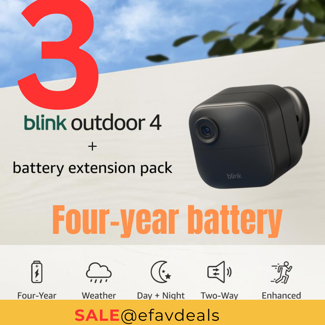 🔥Blink Outdoor 4 + Battery Extension -3 Camera 4-Year Battery Security Camera🔥