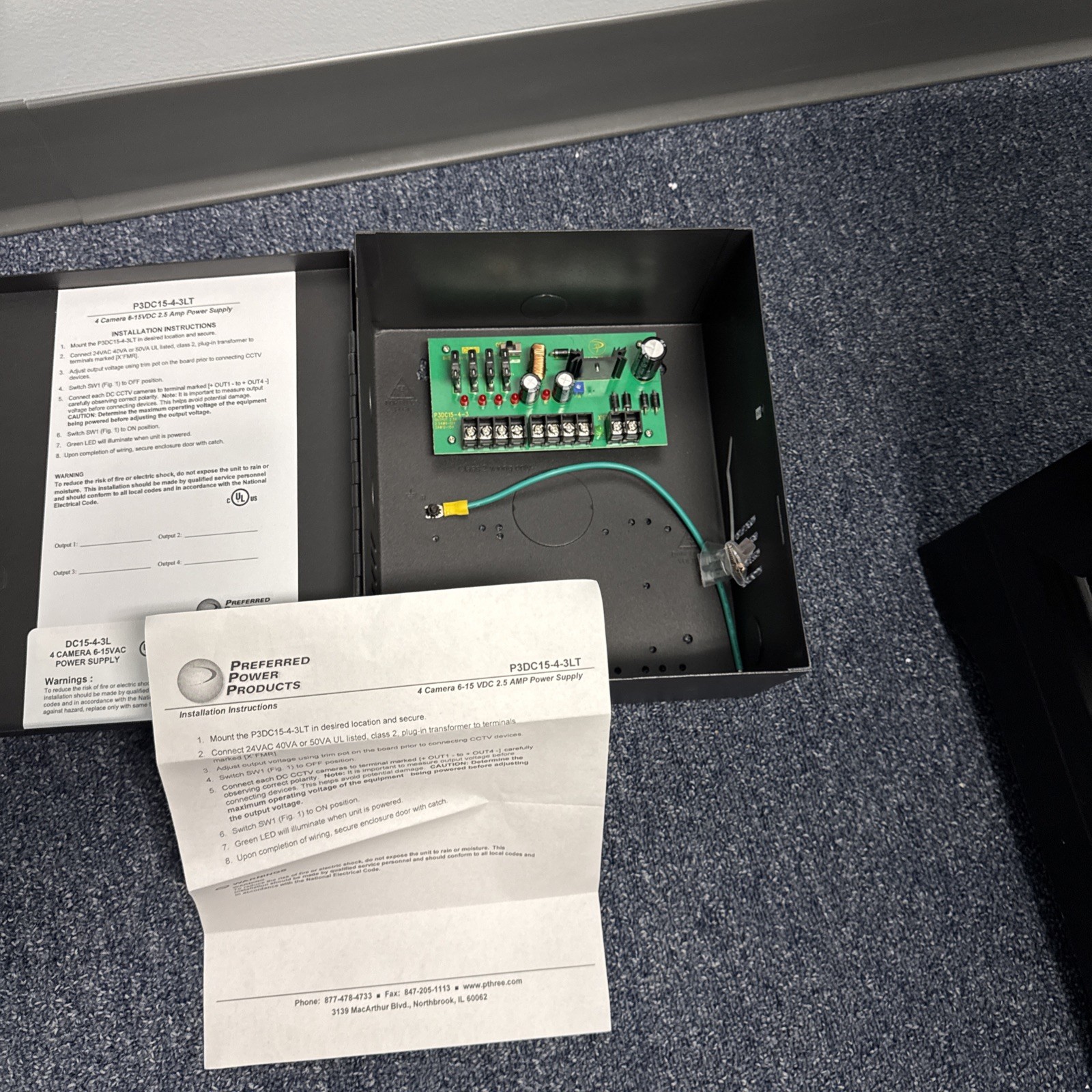 Preferred Power Products Input 24v P3DC15-4-3L Power Supply 6-15vdc New