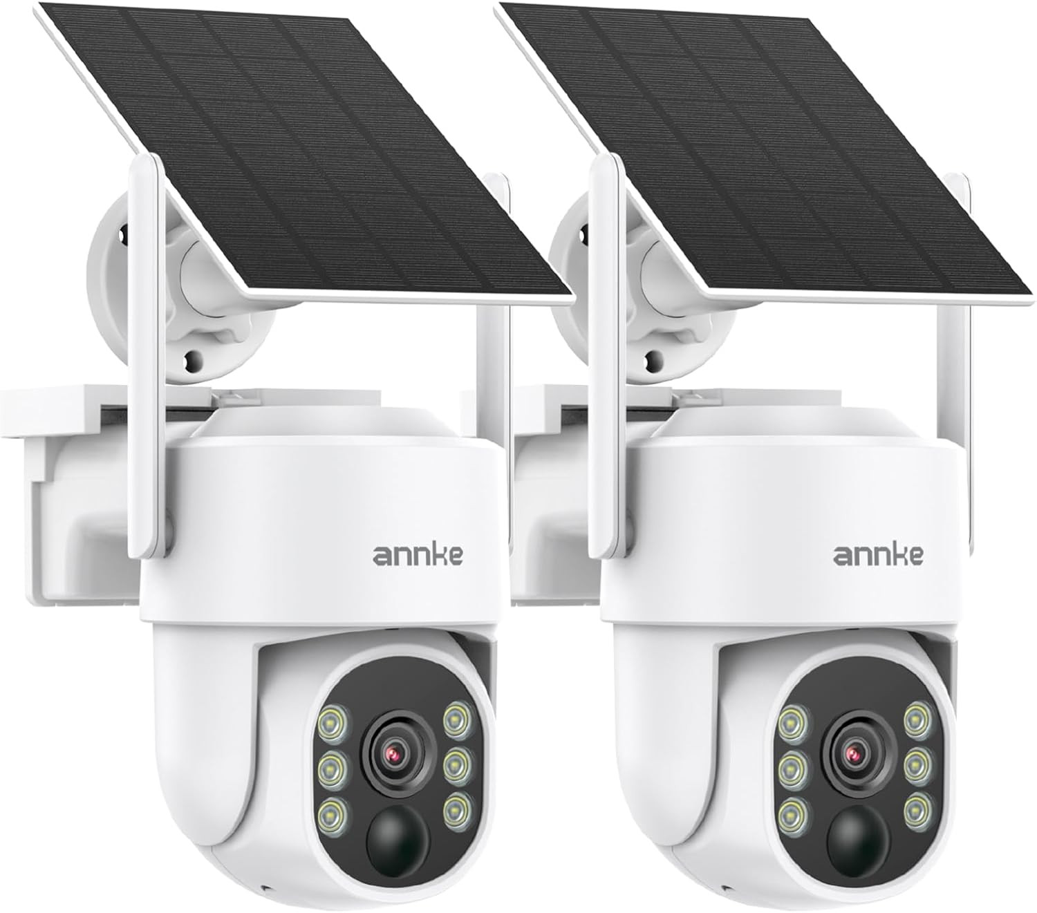2.5K Solar Security Cameras Wireless Outdoor, 2 Pack 360° View Pan/Tilt Dome Cam