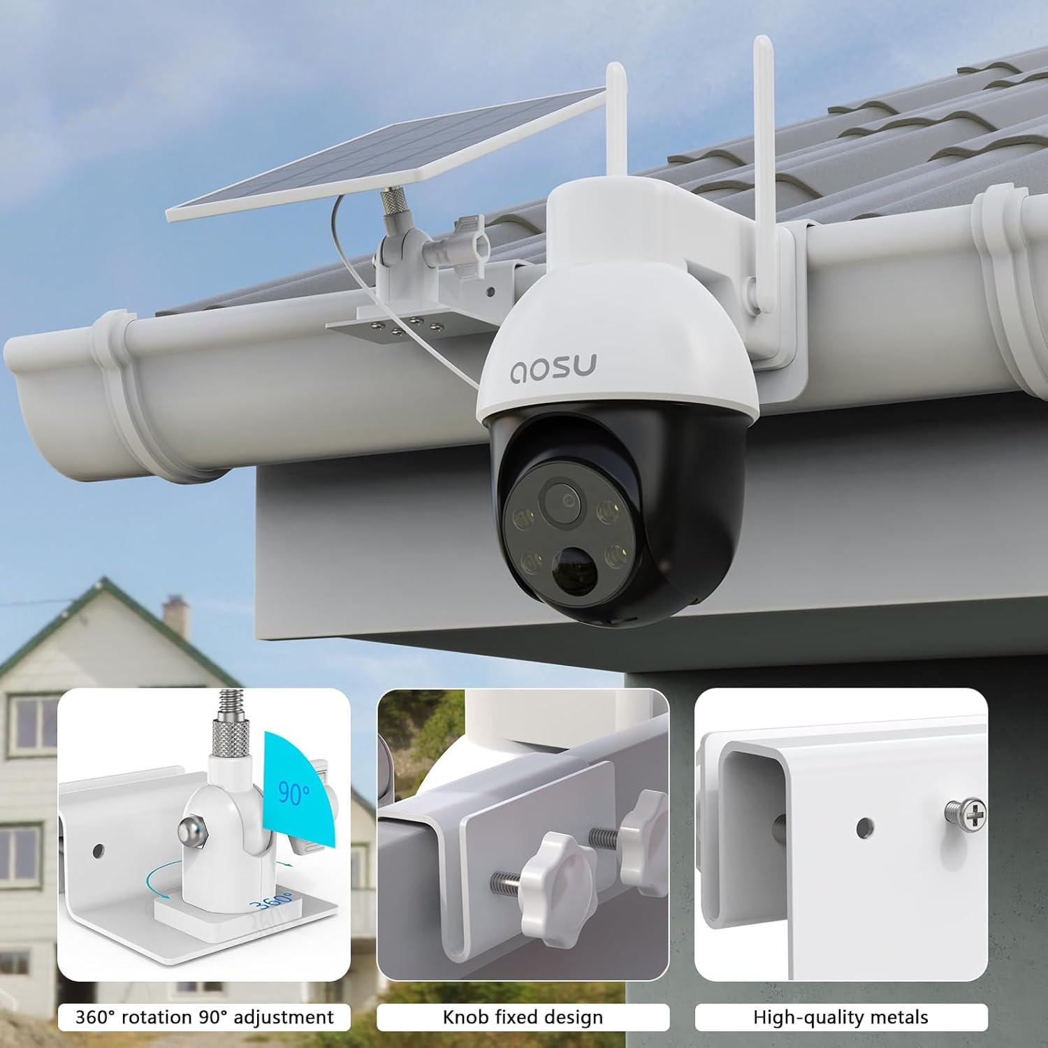 Gutter Mount Kits Compatible with AOSU Solar Security Cameras Wireless Outdoor(S
