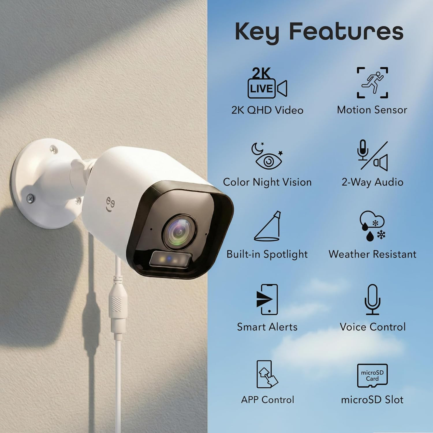 Hawk 3 4MP Smart Outdoor Security Camera – 2K Ultra HD Wifi Surveillance Camera