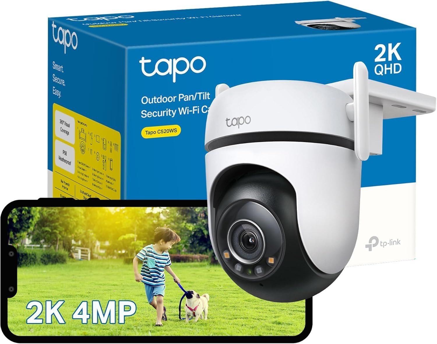 TP-Link 2K QHD Outdoor Pan/Tilt Wi-Fi Security Camera, 360° View, Motion Trac…