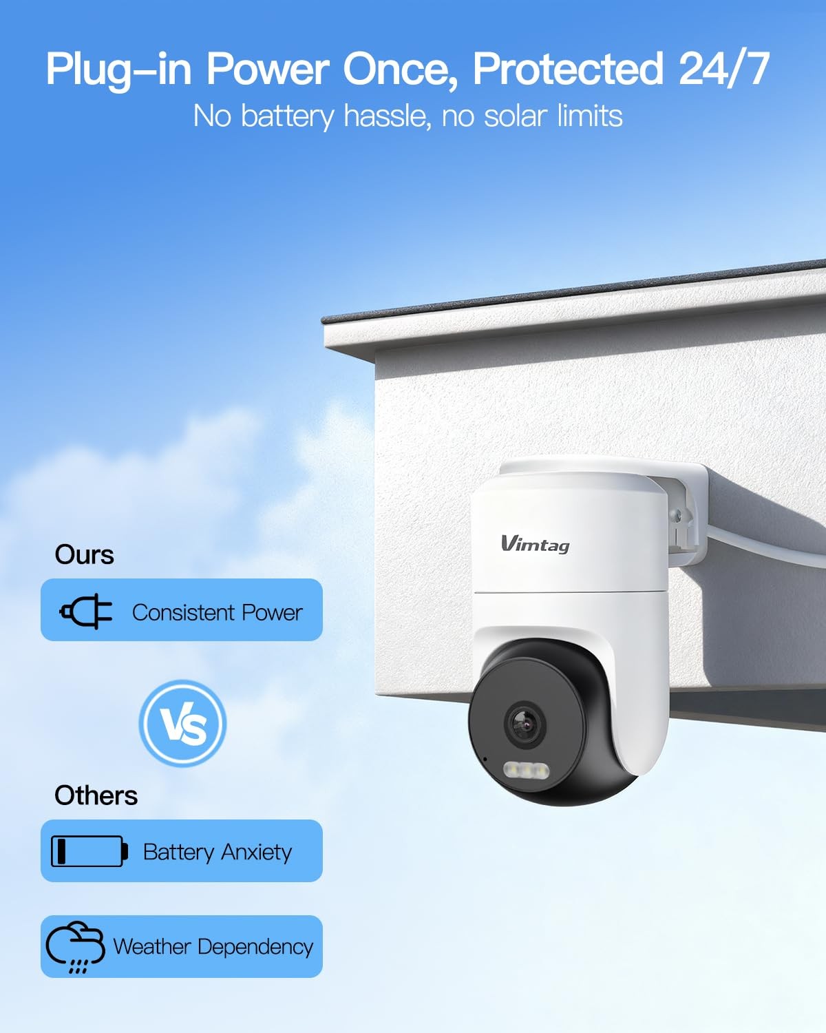 VIMTAG Cameras for Home Security, 2.5K 4MP Black&White 2Pack