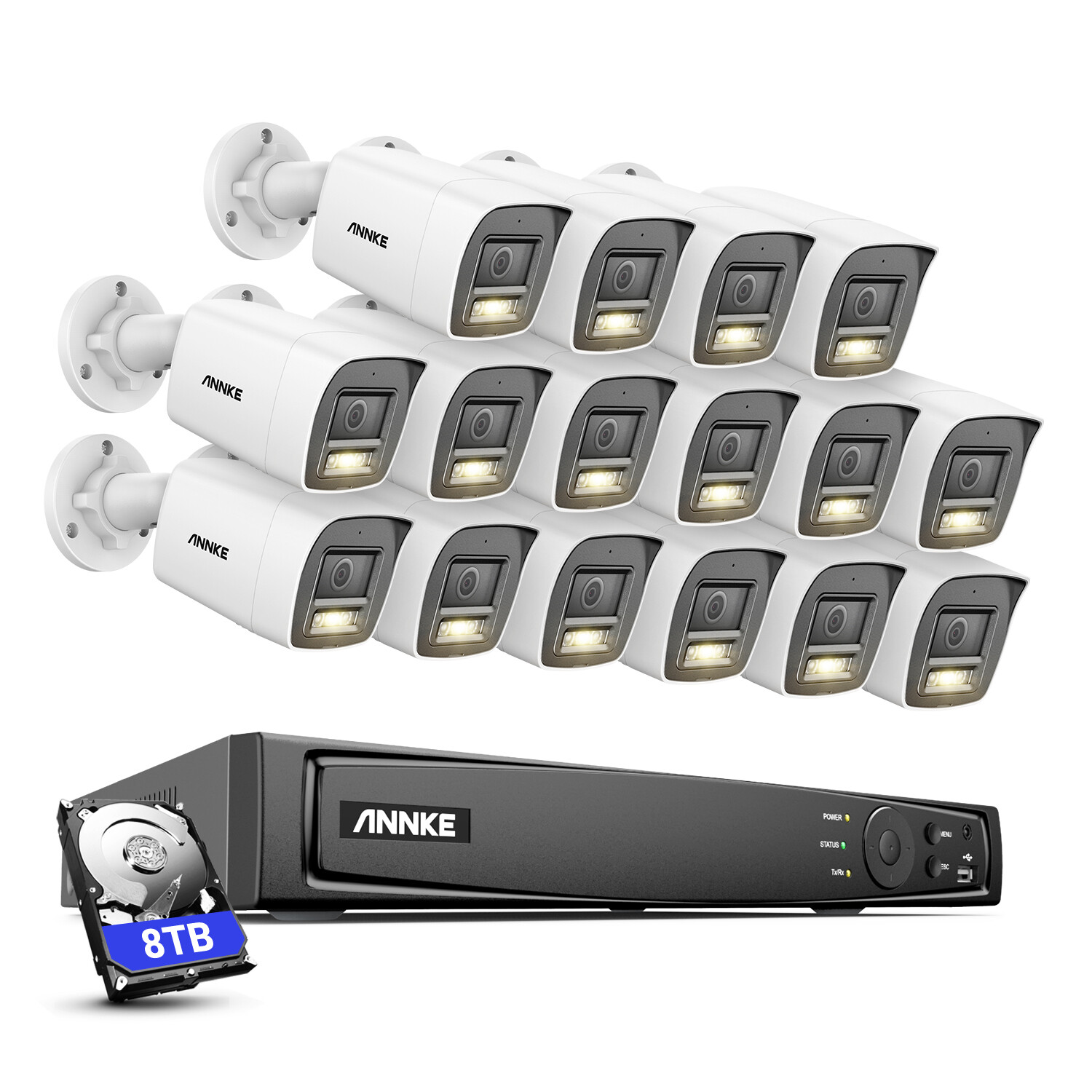 ANNKE 12MP 16CH NVR 4K PoE Security IP Camera System Color Night Audio Recording