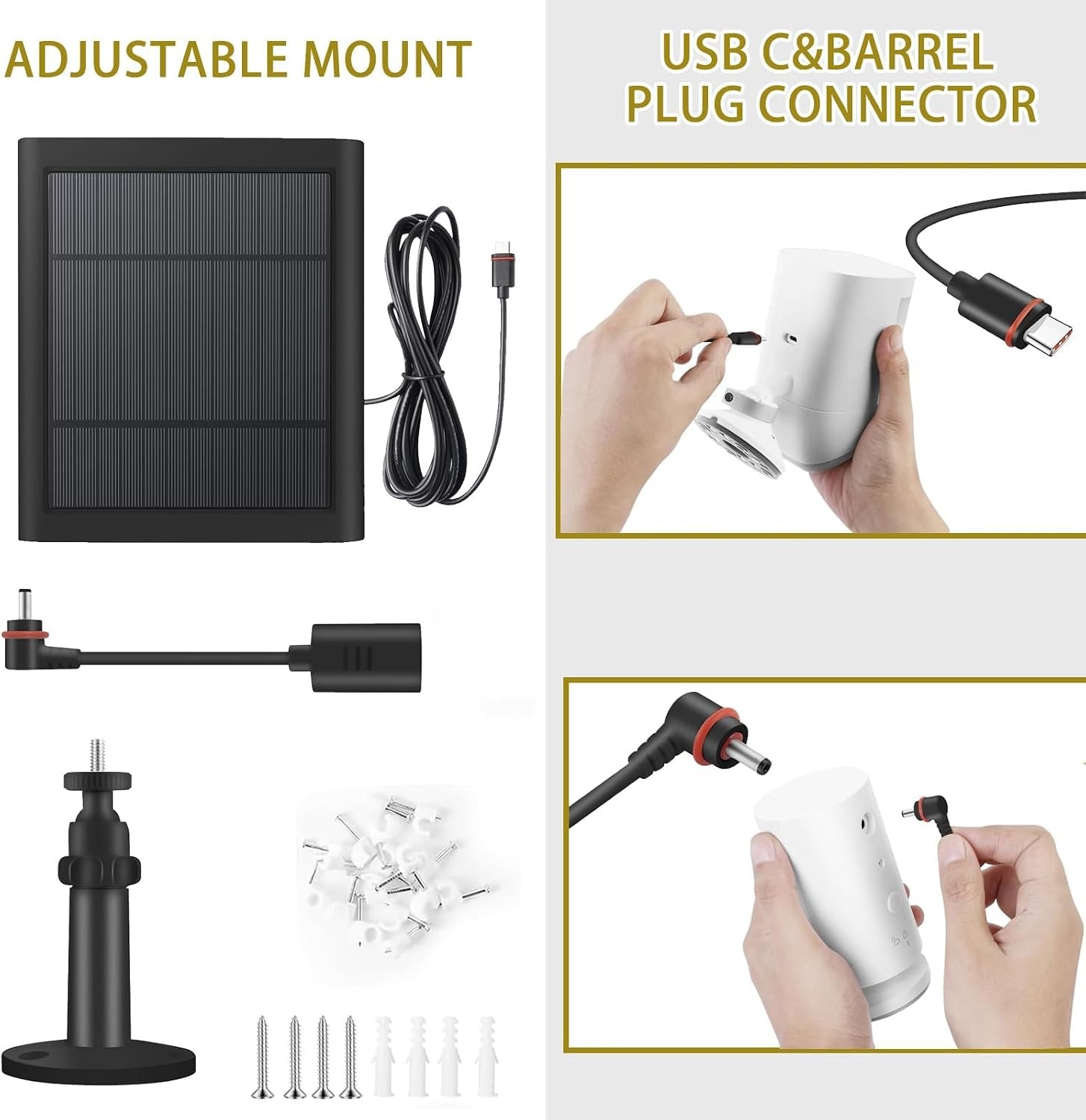 3 Pack – Solar Panel for Security Camera Spotlight Cam Plus/Pro(Battery) Stick u