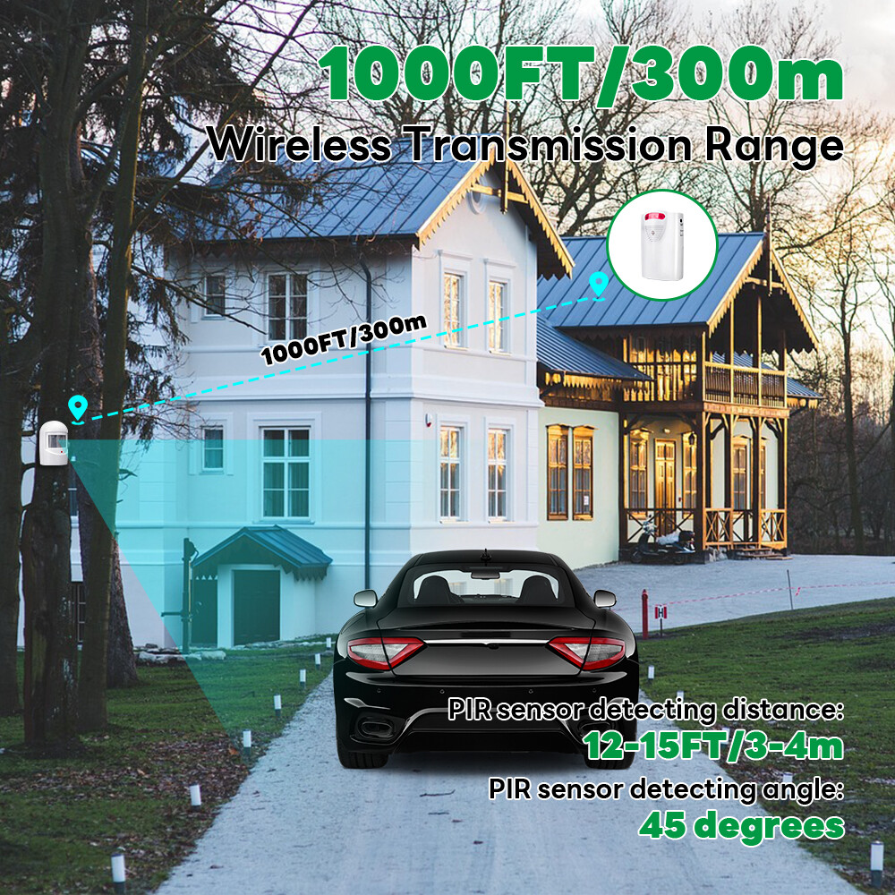 New Driveway Patrol Garage Motion Sensor Security Infrared System Doorbell-White