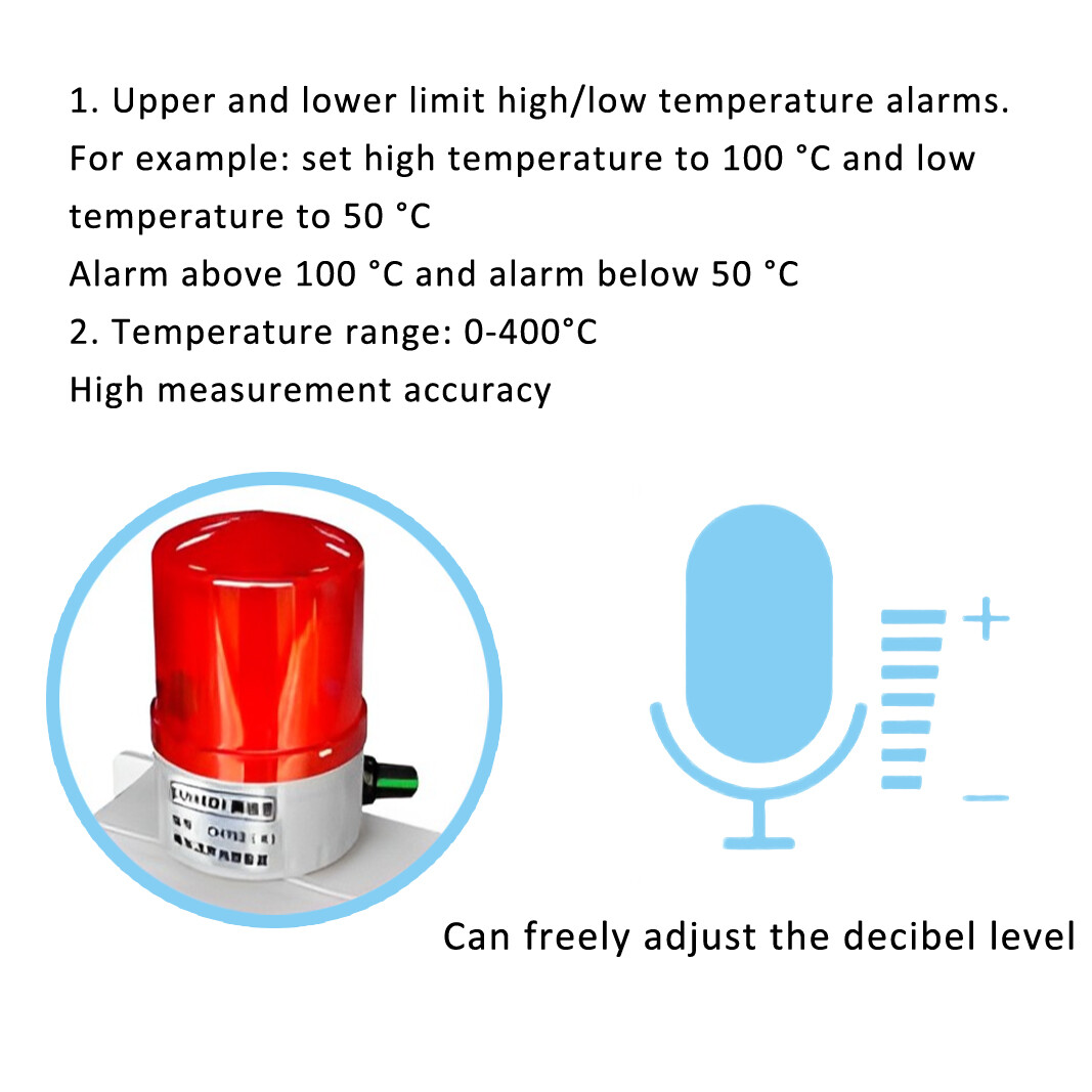 110V/220-240V Intelligent Over Temperature Alarm Sensor Machine New 105dB 0‑400℃