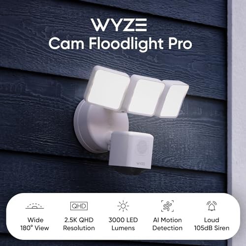 WYZE Floodlight Camera Pro, PCMag Editors’ Choice 3000-Lumen LEDs, 2.5K HD