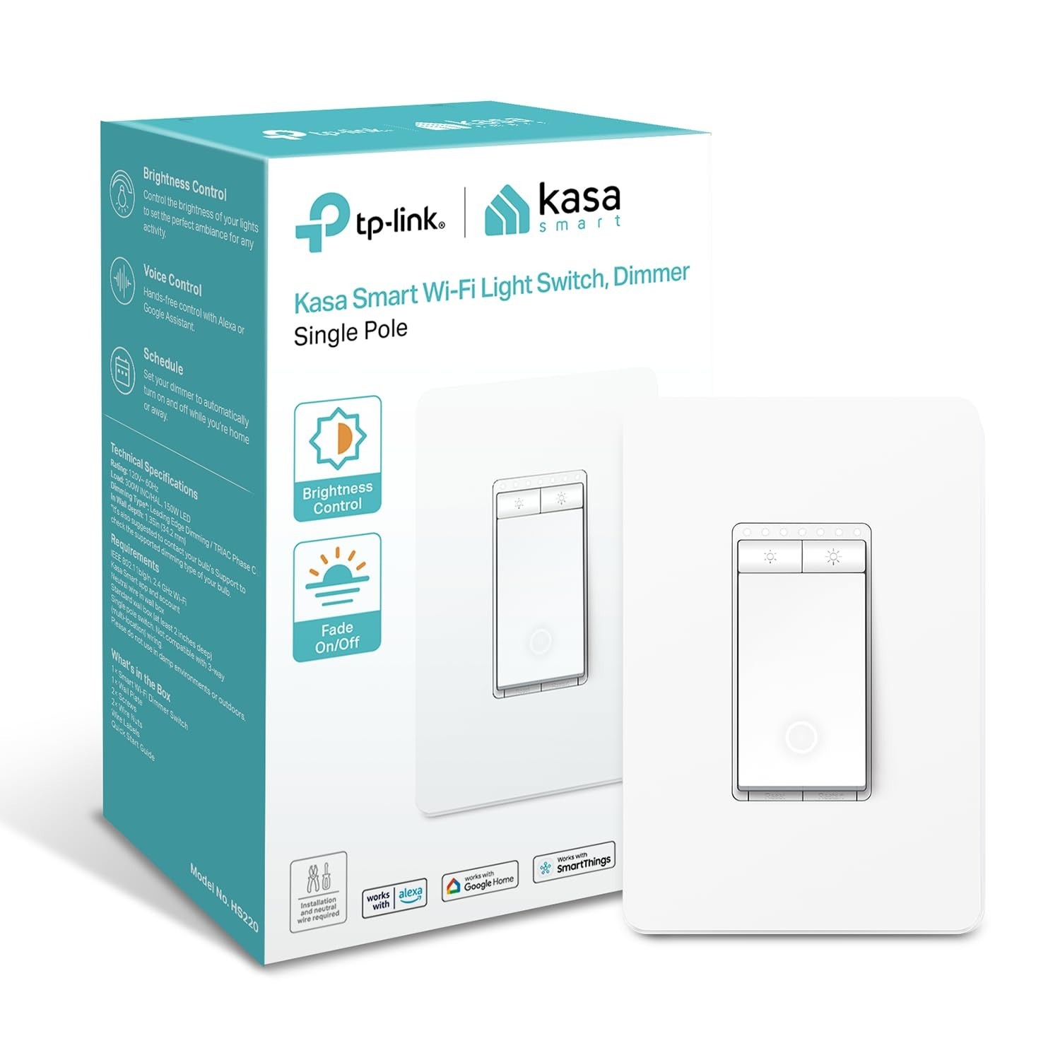 Dimmer Switch , Single Pole, Needs Neutral Wire, 2.4GHz Wi-Fi Light Switch Wo…