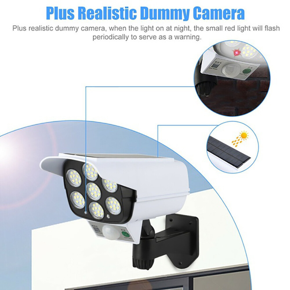 Solar Power Dummy Security Camera Fake Waterproof LED Light Surveillance Outdoor