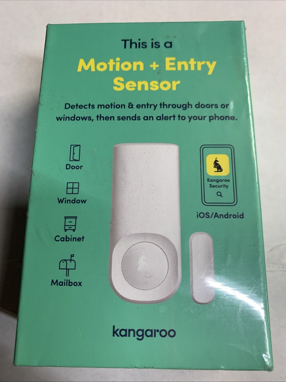 Kangaroo Indoor Motion & Entry Sensor White Door Window Security IOS/Android