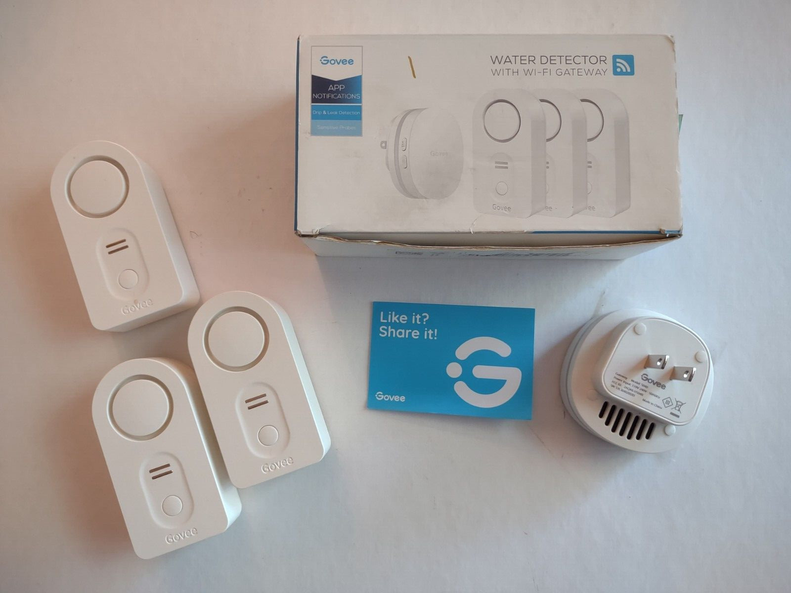 Govee Water Detector 3 Pack WI-FI Gateway Safety Alerts Water-resistant NOB