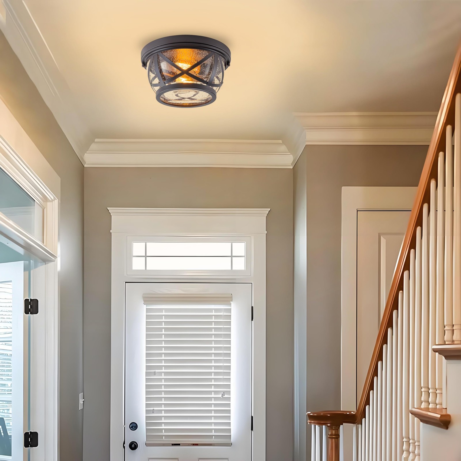 Bronze Flush Mount Ceiling Light Fixtures, 2-Light Round,