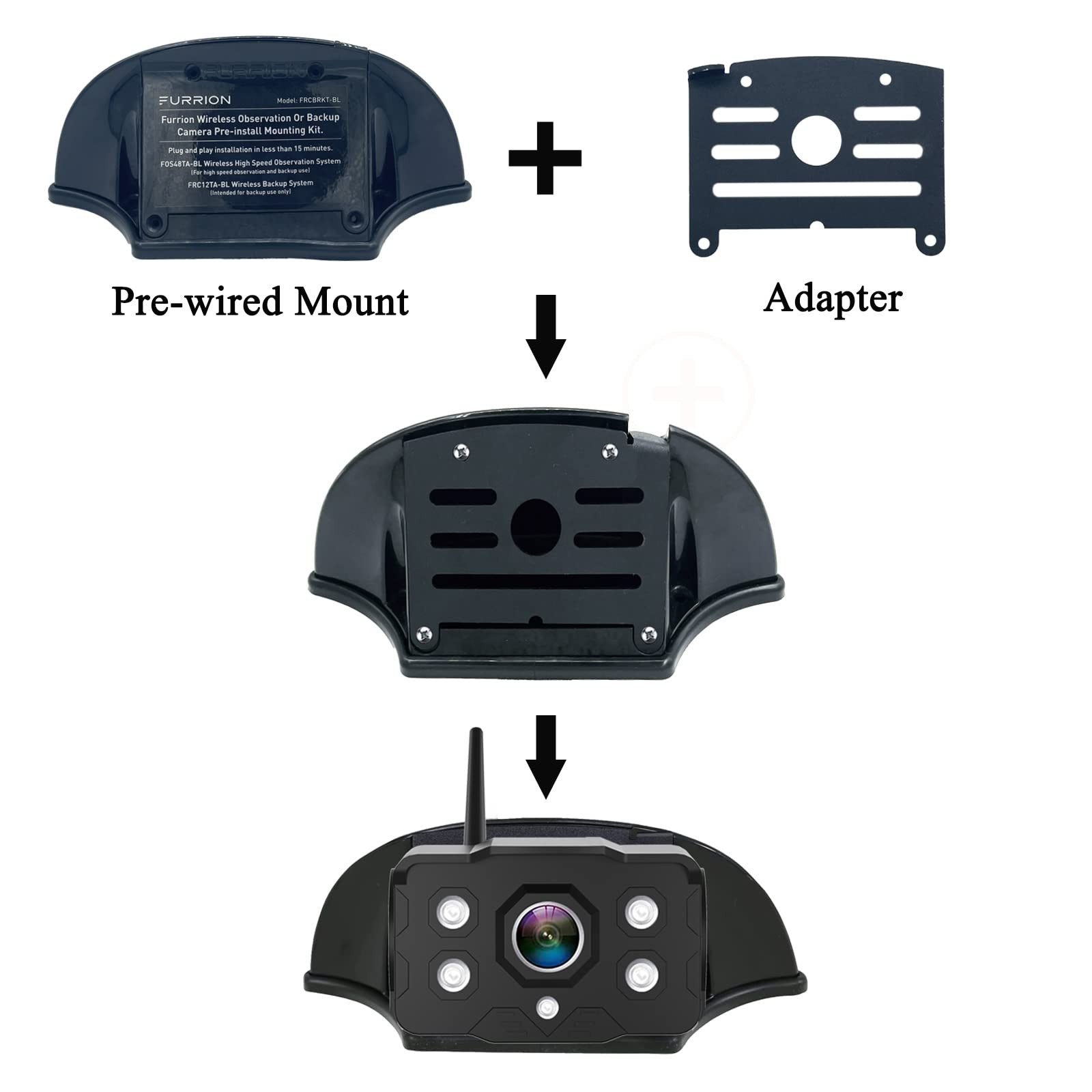 VOONOA Universal Backup Camera Bracket Adapter for 3 x 2 x 1 inches, Black