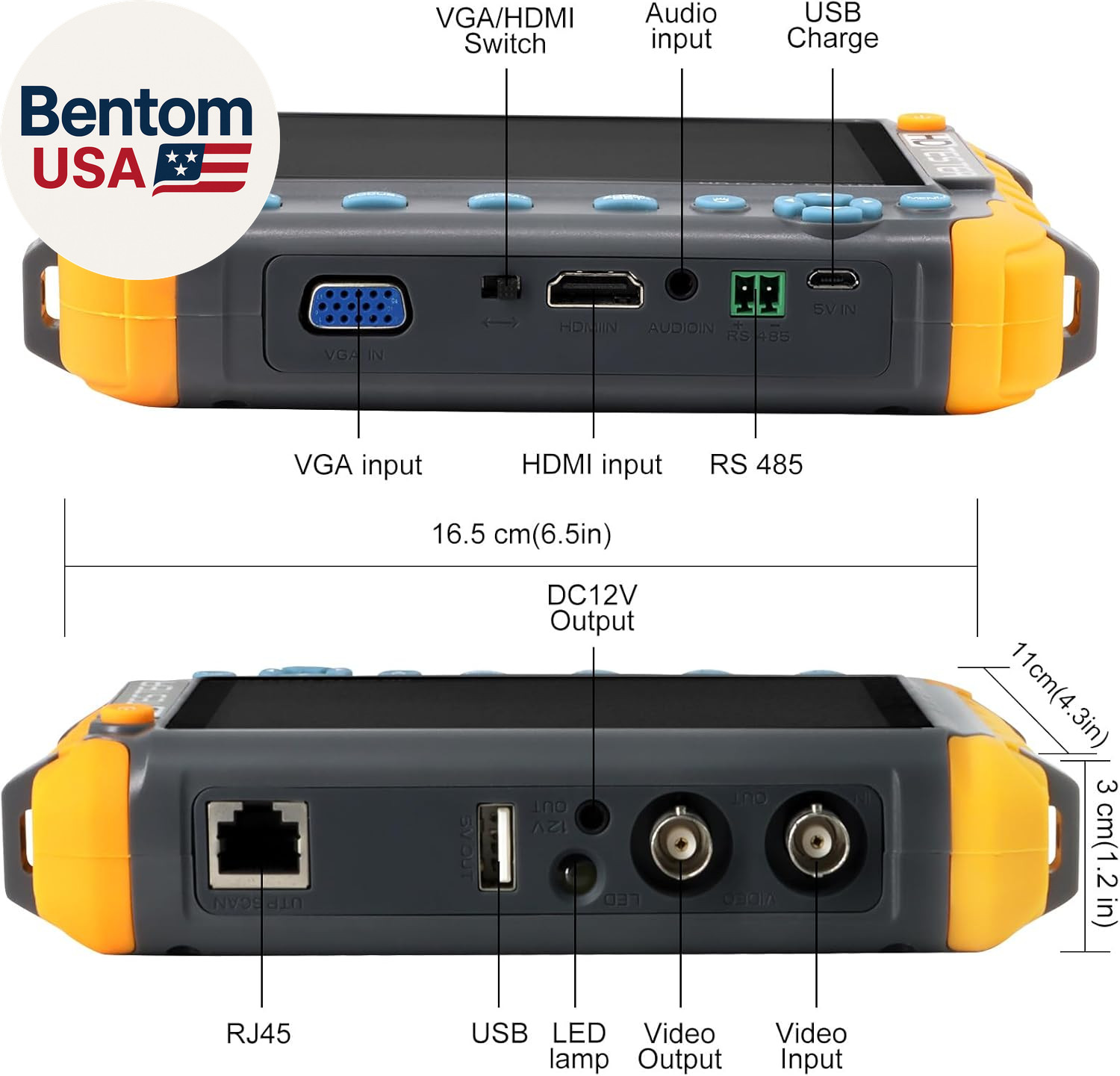 5 Inch 4 in 1 CCTV Monitor Tester, AHD/TVI/CVI/CVBS Coaxial Analog Video CCTV Te