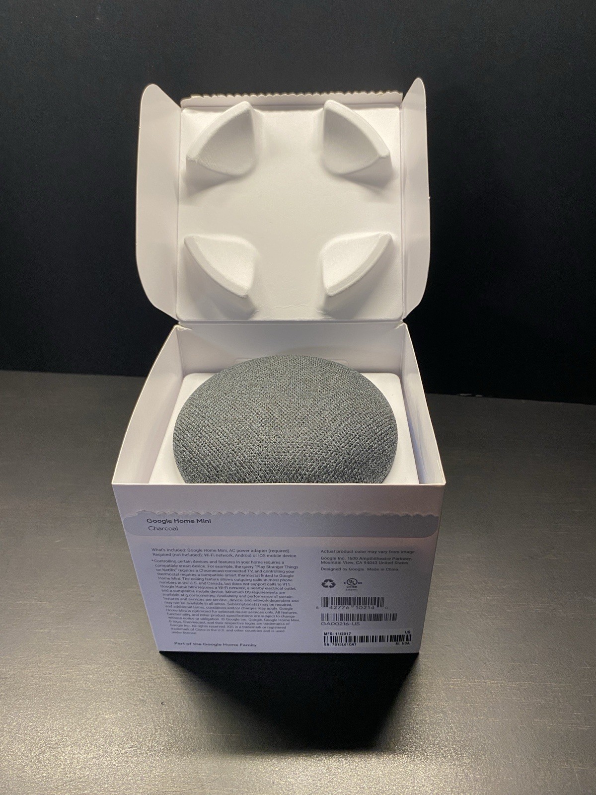 Google Home Mini Smart Speaker With Google Assistant-Charcoal