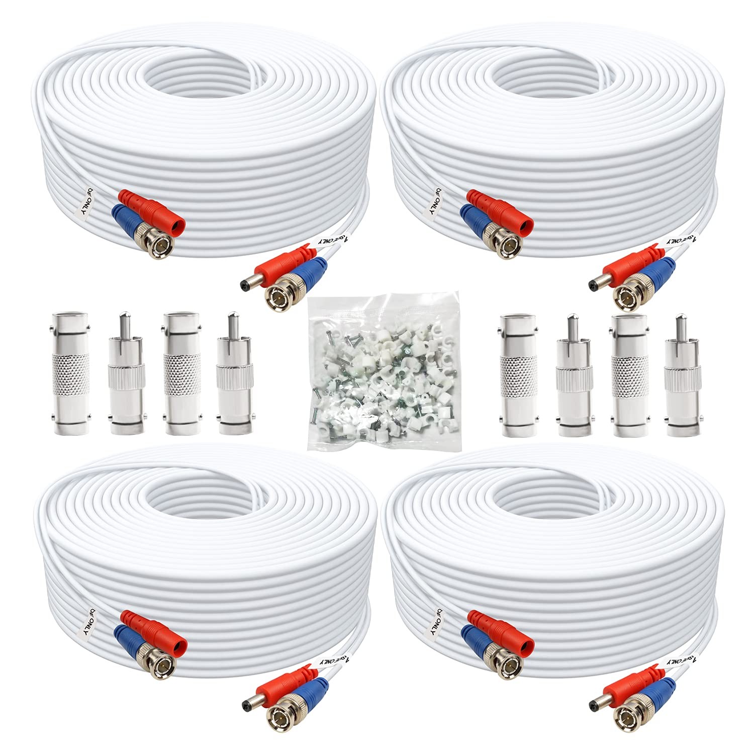 Aimyzii BNC Cable 100ft 4 Pack Video Power Cable,Security 100 FT, 4 PK