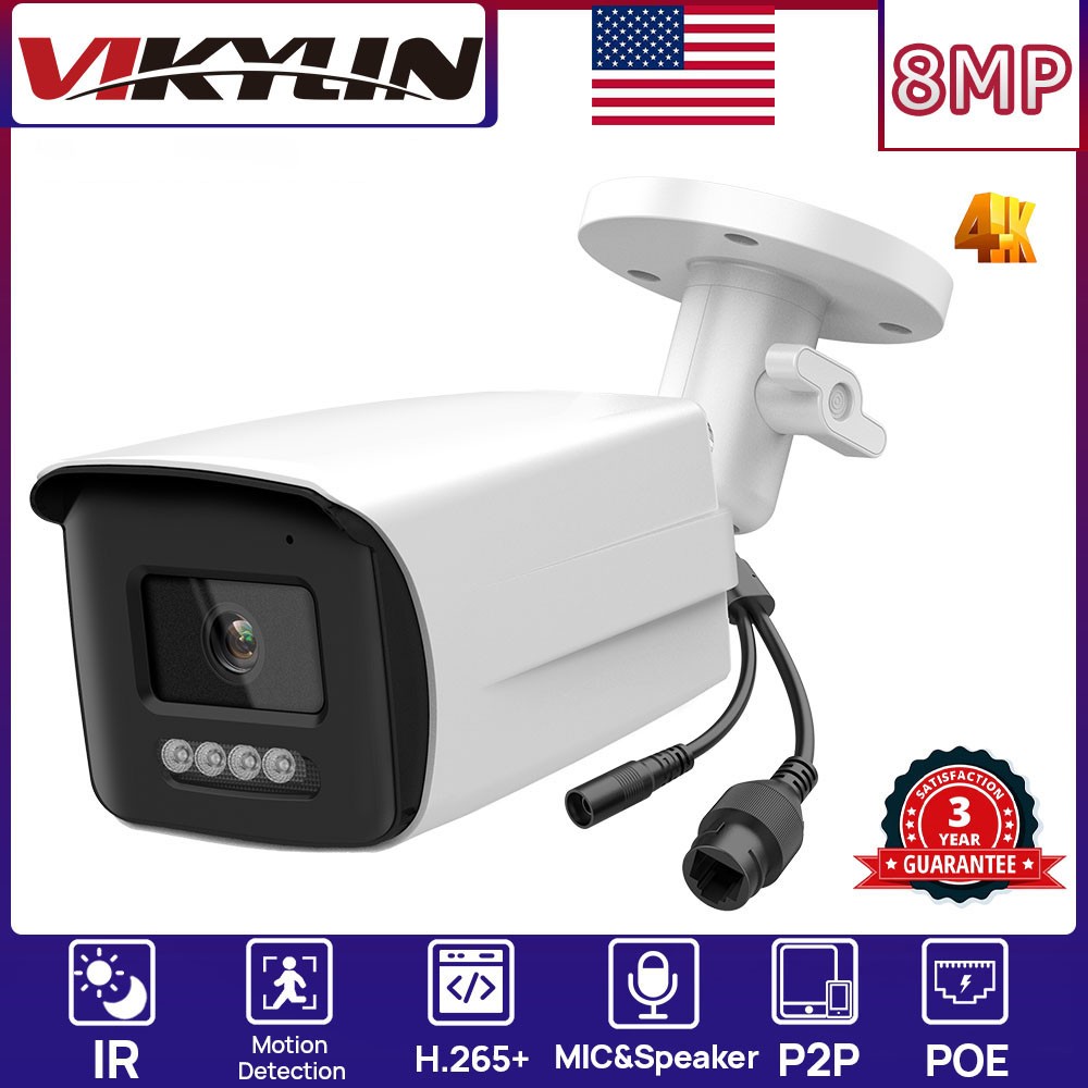 VIKYLIN Bullet POE IR30M 8MP local Area Network Security camera Outdoor/Indoor