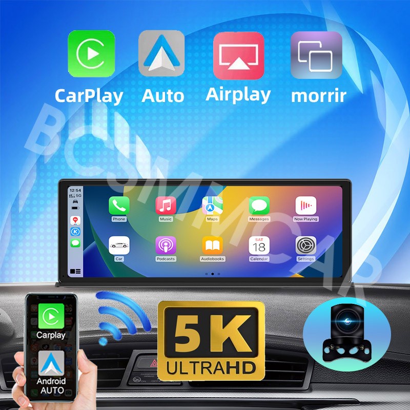 5K Dash Cam Car DVR Front Rear Camera Parking Monitor For Apple Carplay With Cam