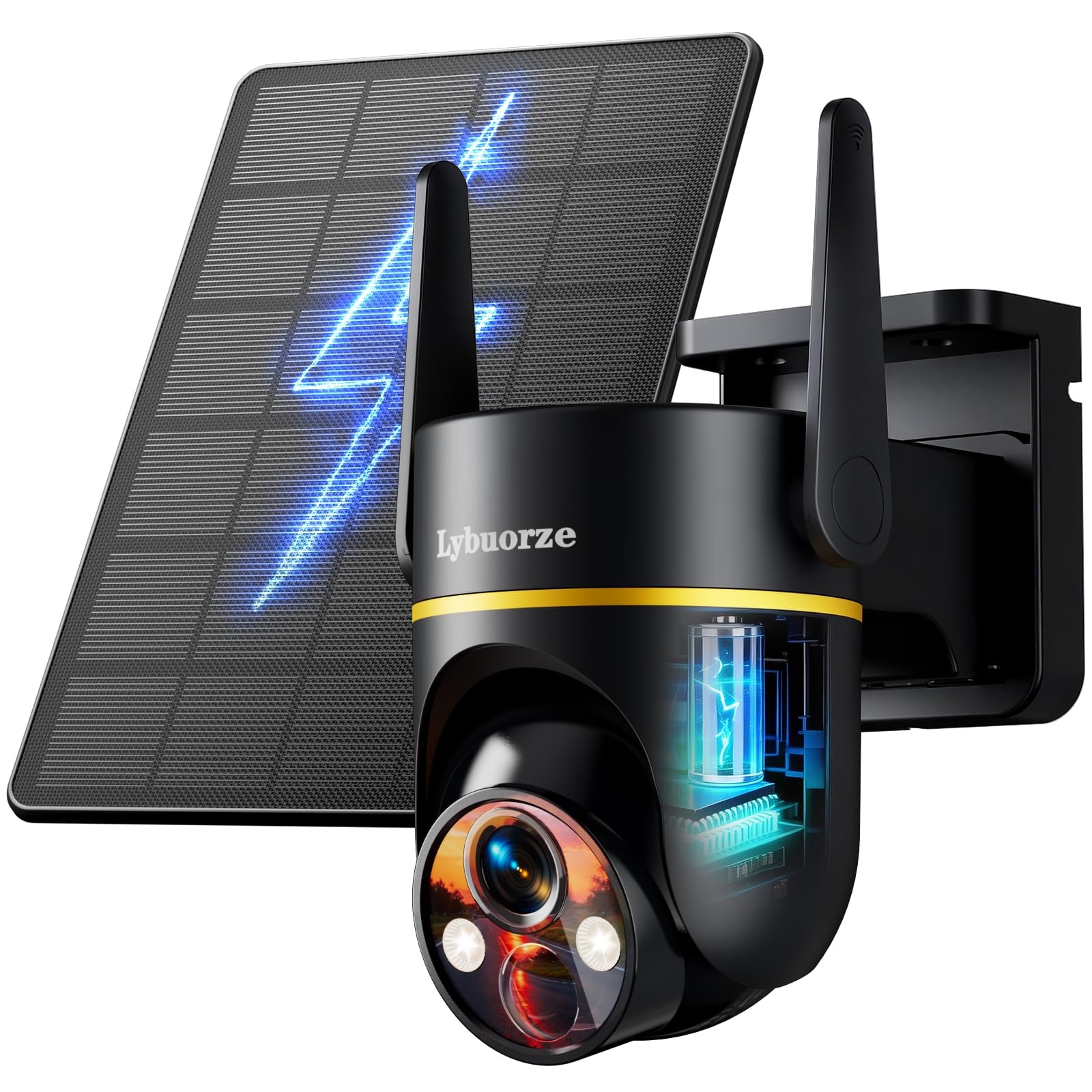 Lybuorz 5G/2.4GHz WiFi Solar Outdoor Wireless Security Camera, 4MP PTZ Camera…