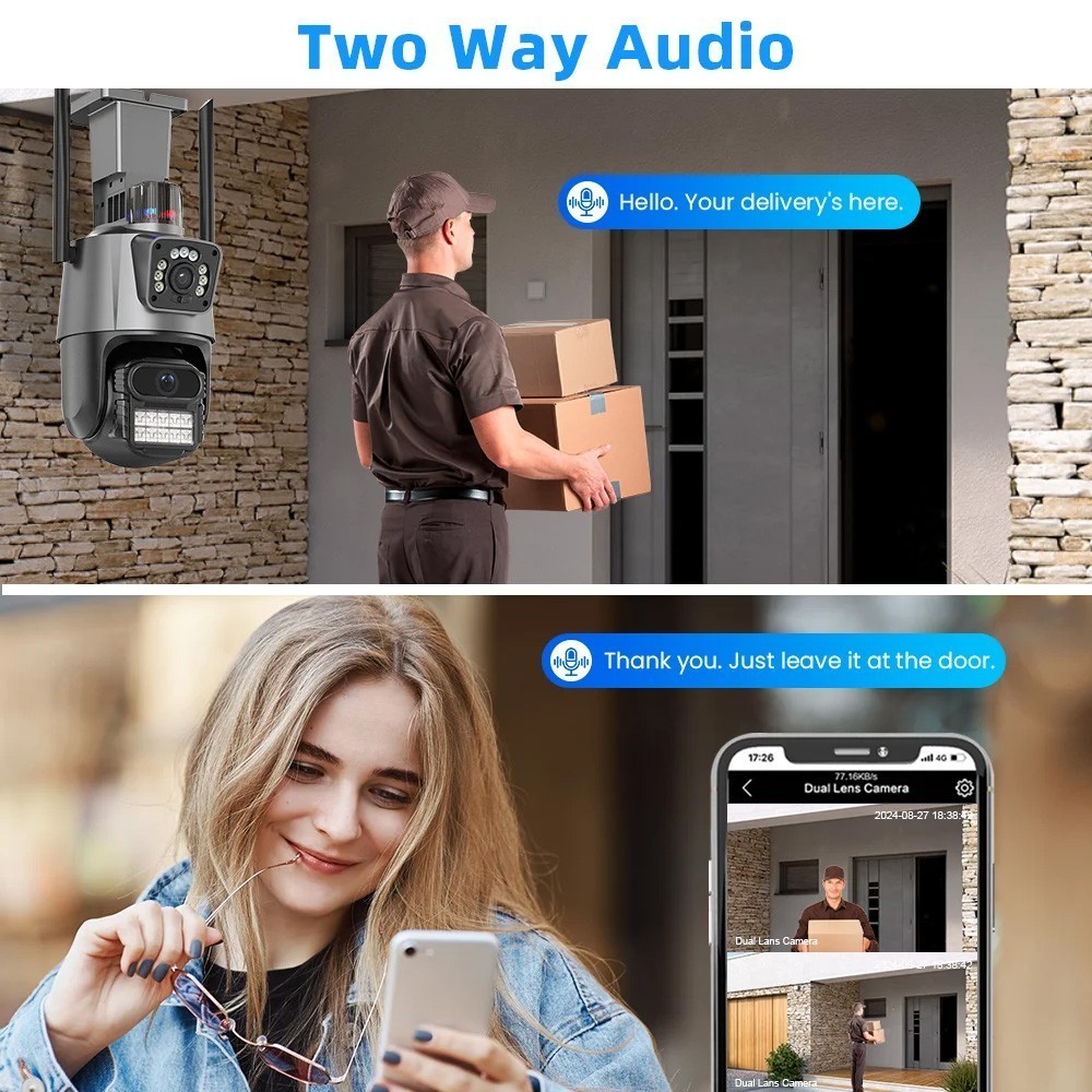 Dual Lens 4K WiFi Security Camera 8X Zoom Outdoor Home Night Vision CCTV PTZ US