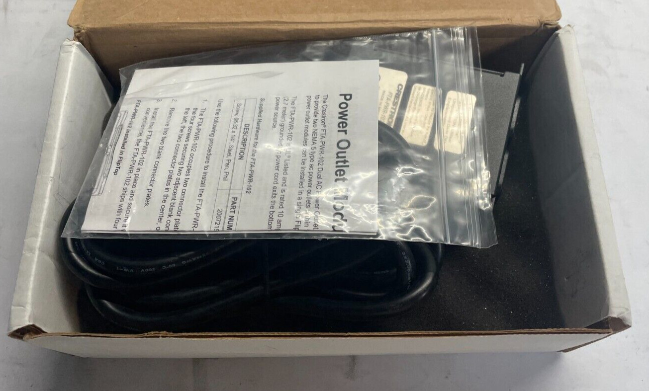 Crestron FTA-PWR-102 FlipTop AC Power Outlet Module Dual 6506848