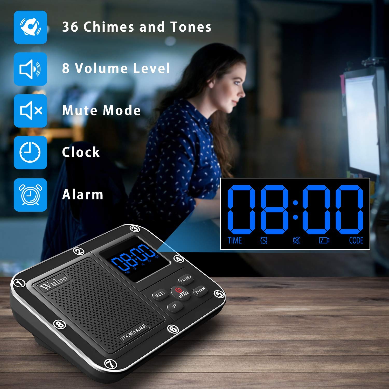 Solar Driveway Alarm 1800ft Range, Wireless Motion Sensor, Weatherproof Alert