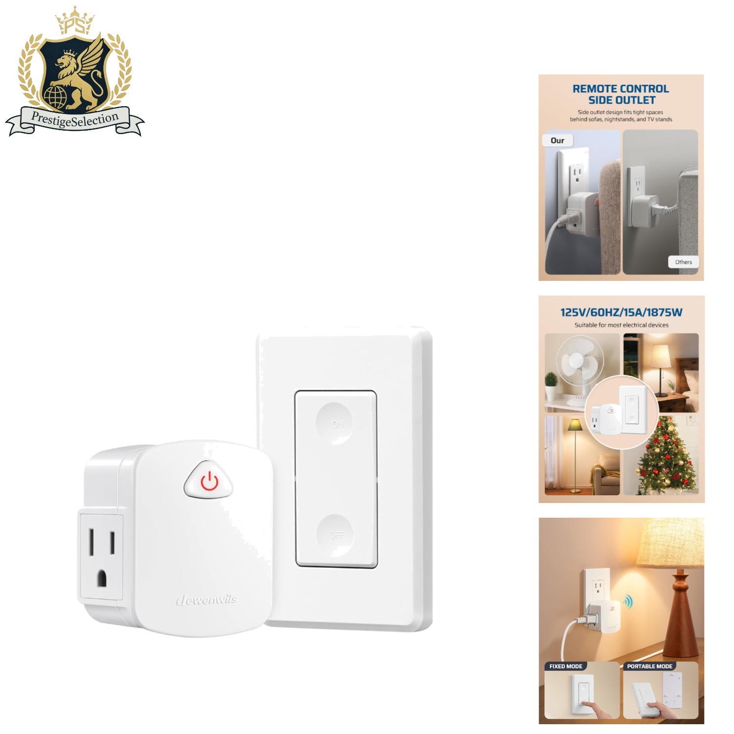 Compact 100FT RF Wireless Wall Switch for Lamps & Appliances – Certified
