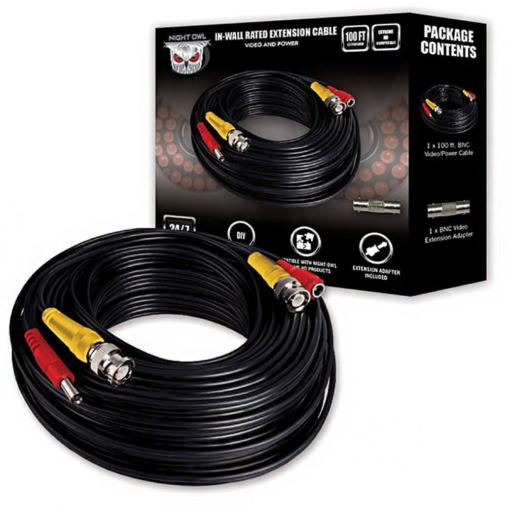 InWall Rated 100 Ft BNC/RCA Extension Video Cable Black CABUL2100VP
