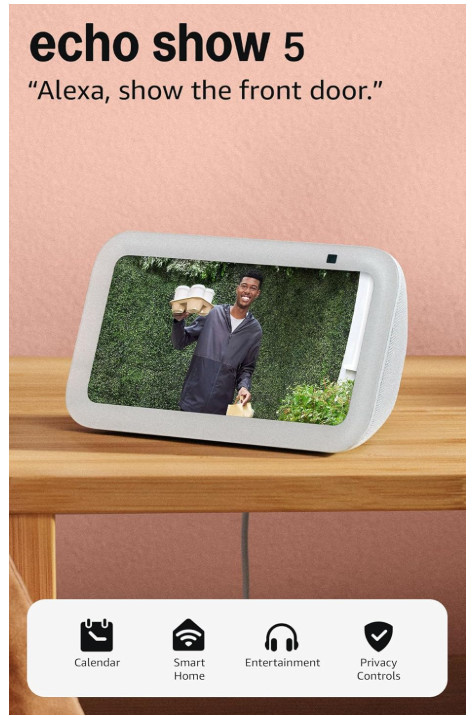 WHITE Echo Show 5 (Newest Model), Smart Display, Designed for Alexa+ 2X Bass(L11