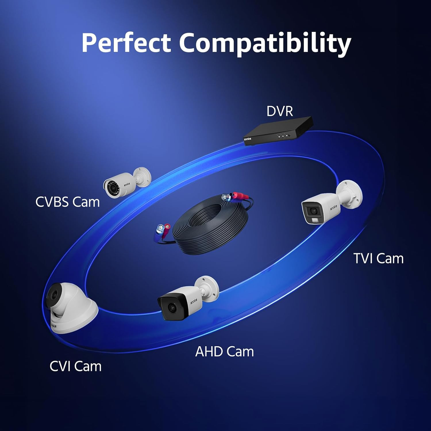 4 Pack 30M/100Ft All-In-One Video Power Cables, BNC Extension