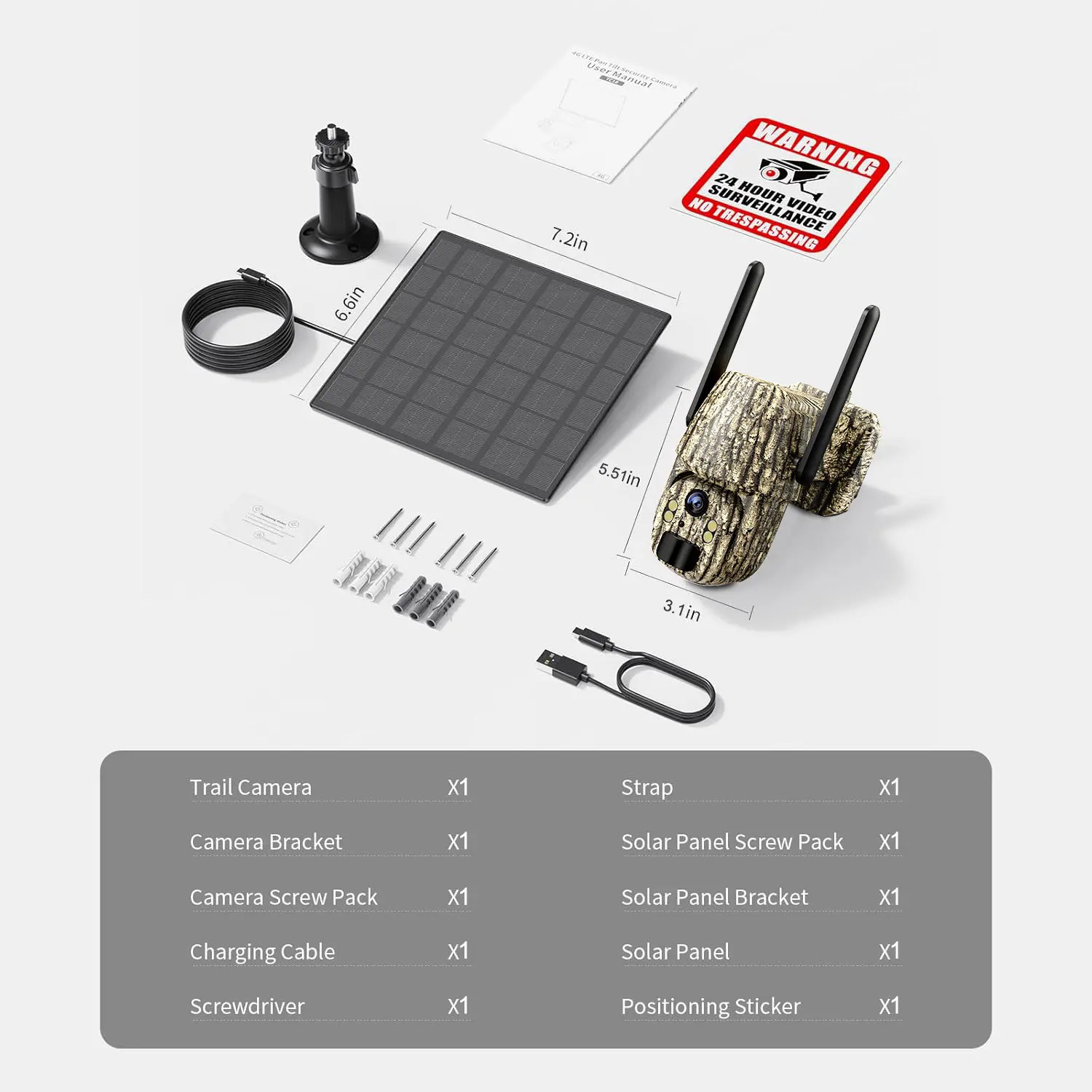 4G LTE Cellular Trail Camera with Solar Powered, Camouflage Security Cameras Sys