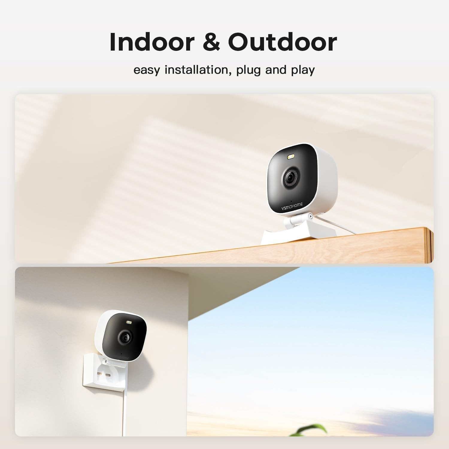 Home Security Cameras with 2K Resolution, Motion Alerts & 128G Support, 2-Pack