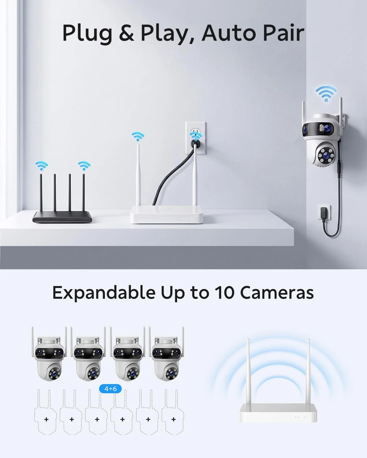 360° PTZ 8CH 4K NVR 8MP PoE Security Camera System AI Detection Two-Way Audio