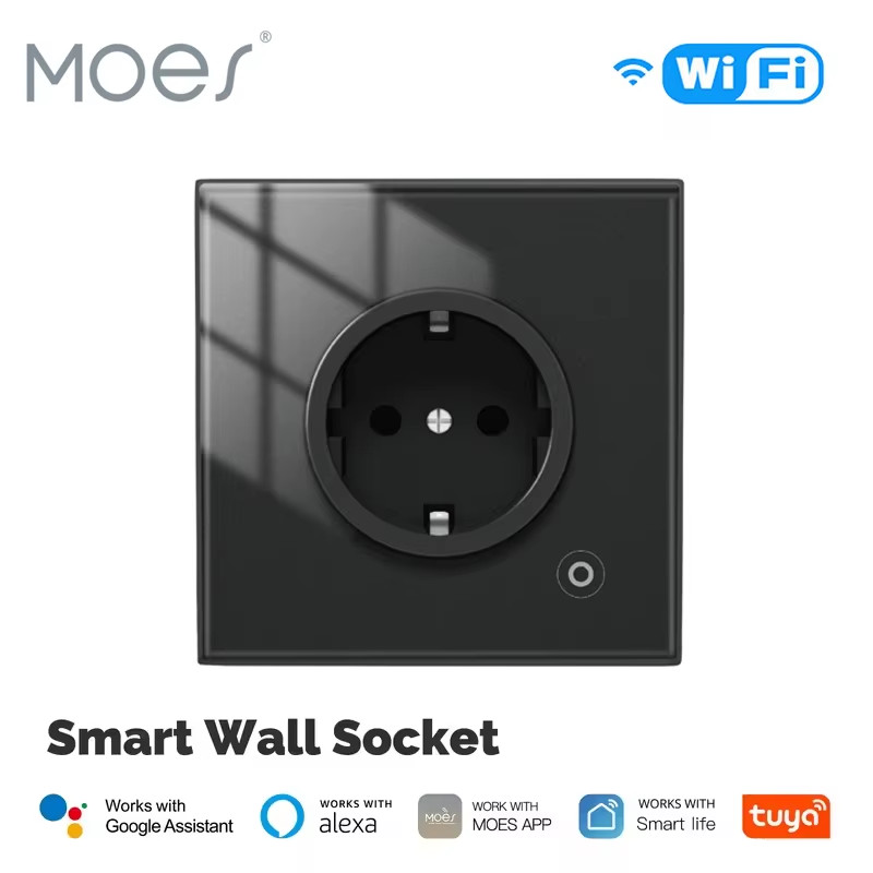 Tuya ZigBee Smart Socket EU Wall Embedded Smart Outlet With Energy Monitor Indic
