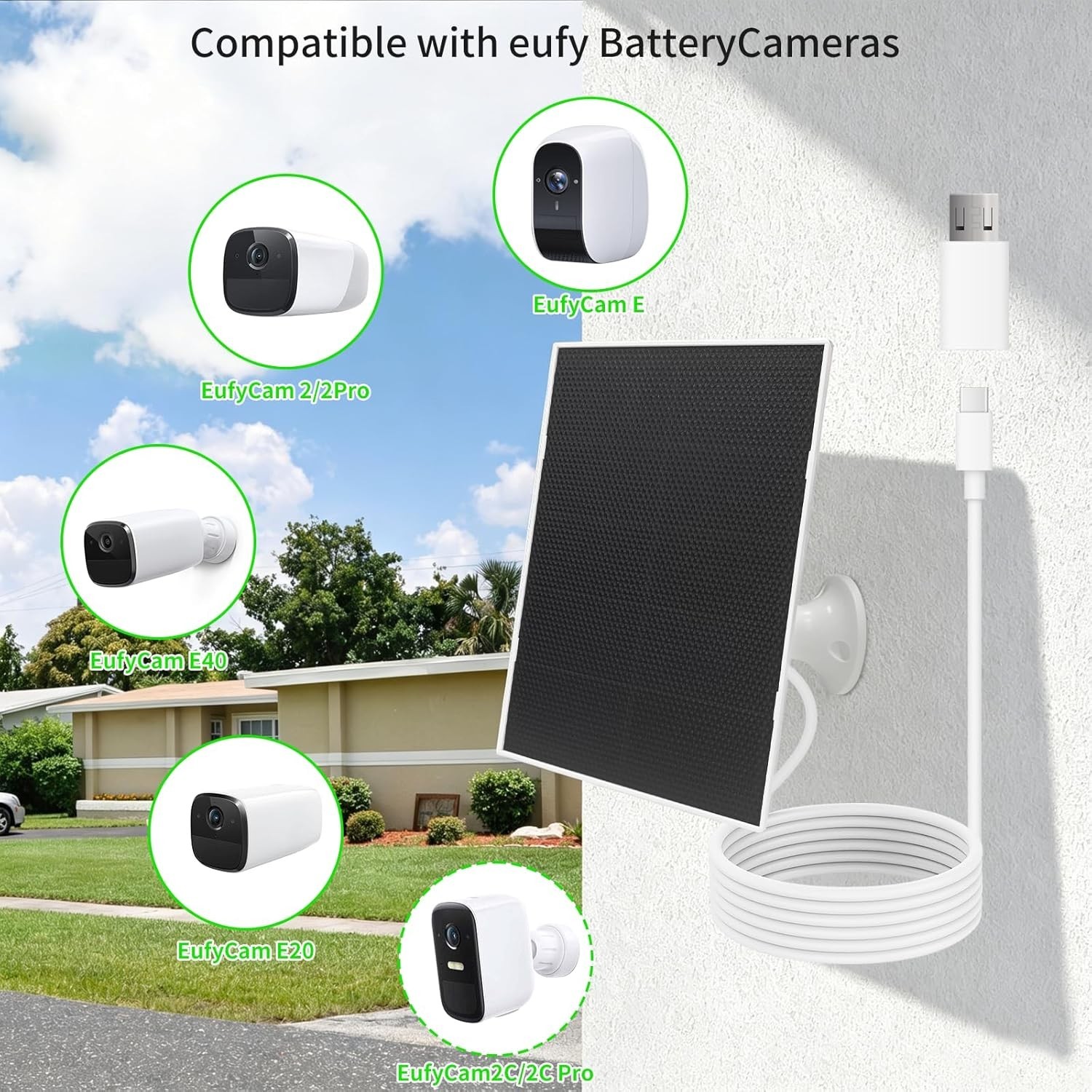4W Waterproof Solar Panel Charger for Outdoor Security Cameras – 22% Efficiency