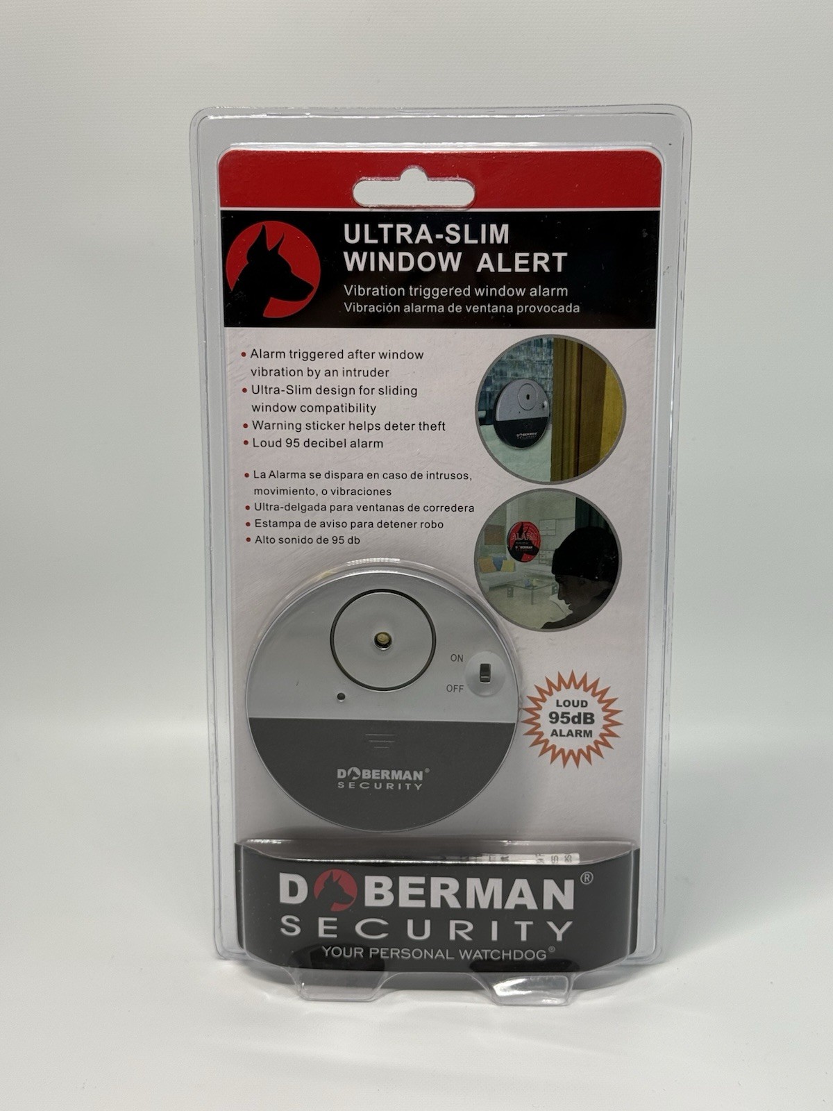 Doberman Security Ultra-Slim Window Alert SE-0106 Home Alarm Loud 95 Decibel