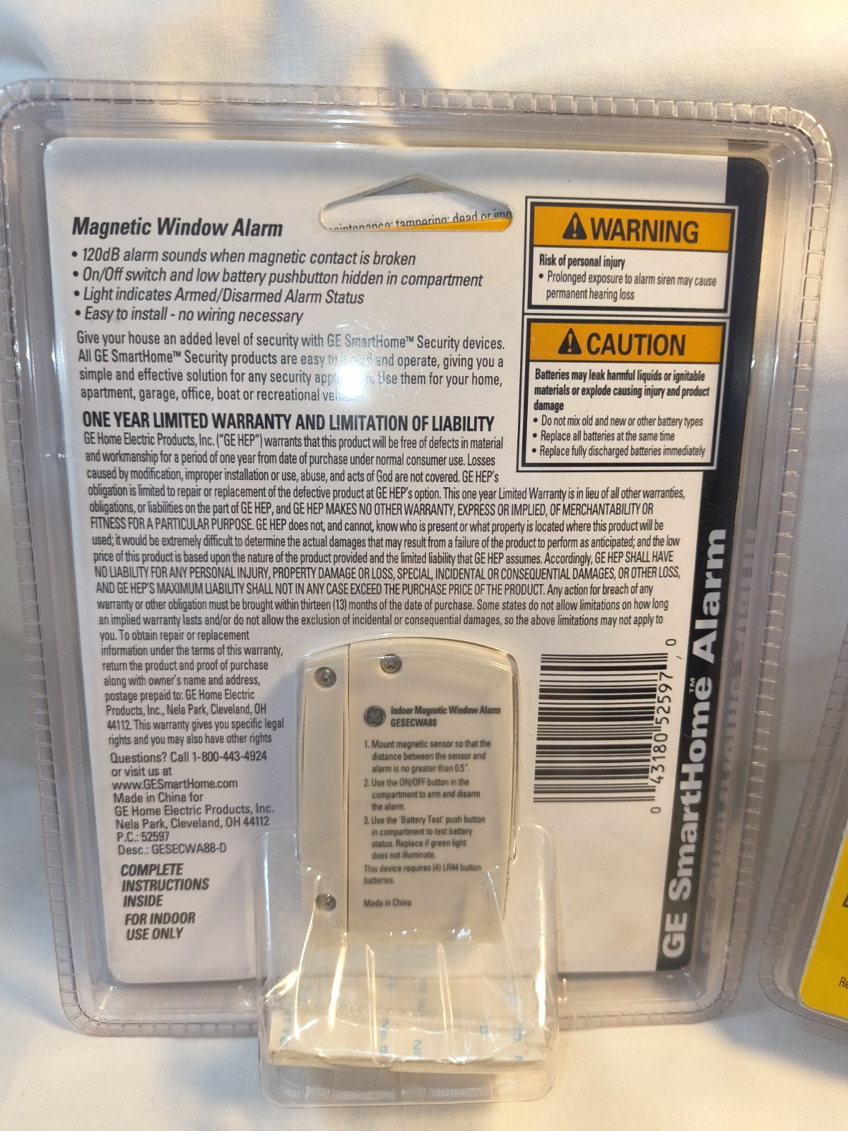 2 NIP General Electric Indoor MAGNETIC WINDOW ALARM Easy To Install GESECWA88
