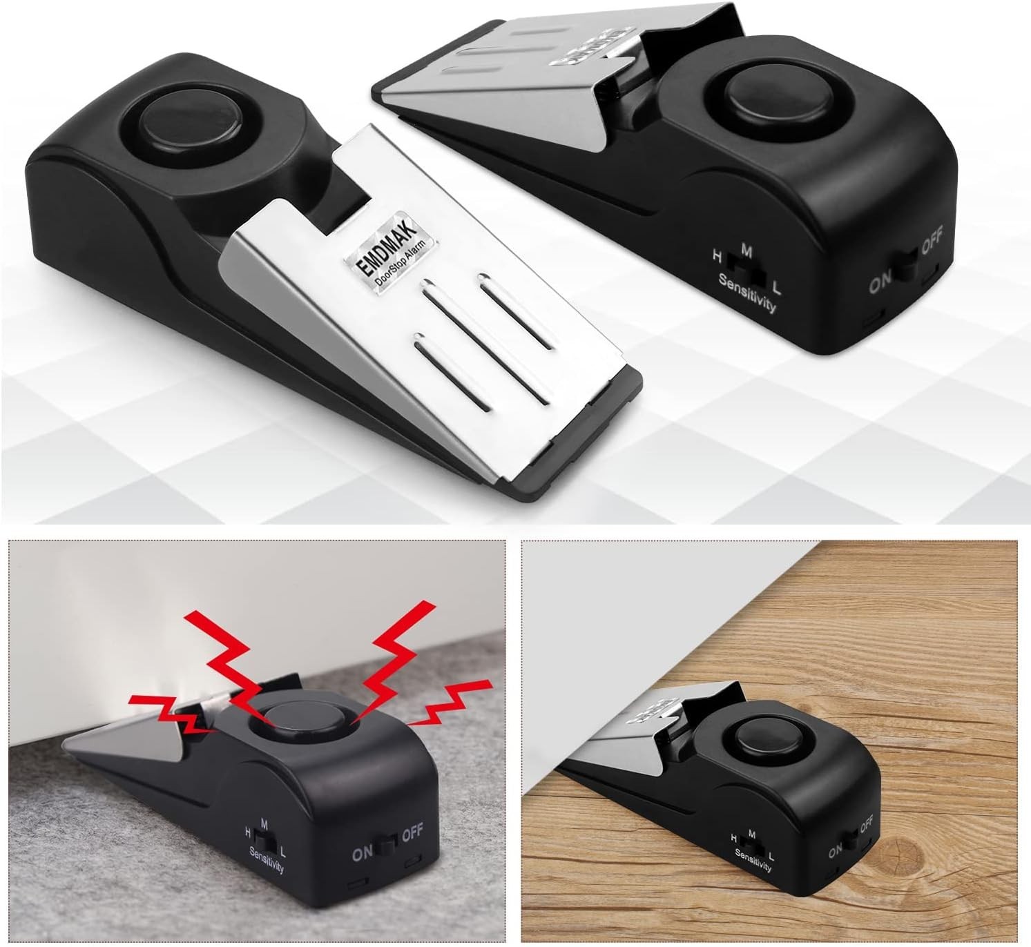 Easy-Use Door Stop Alarm with Loud 120DB Siren – Perfect for On-the-Go Safety
