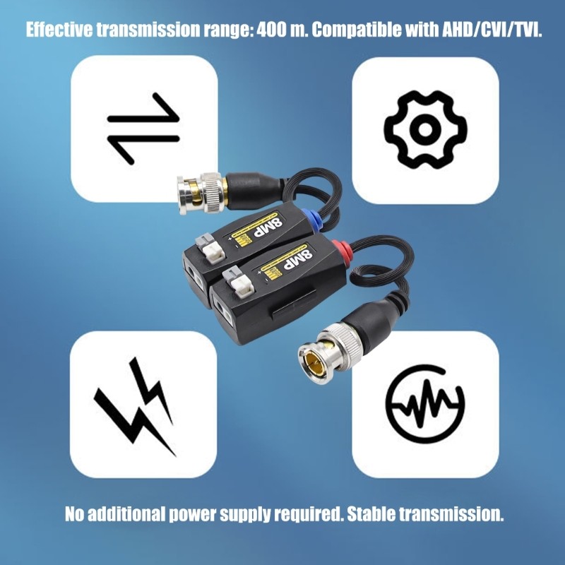 Passive CCTV Video Balun Transceiver ABS Housing for Analogs Camera Wiring Job