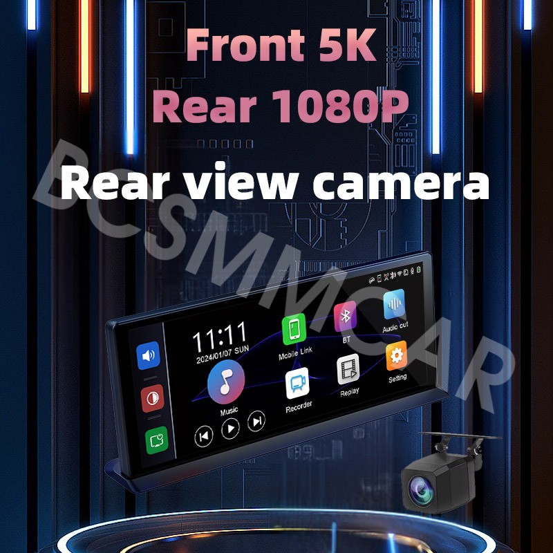 5K Dash Cam Car DVR Front Rear Camera Parking Monitor For Apple Carplay With Cam