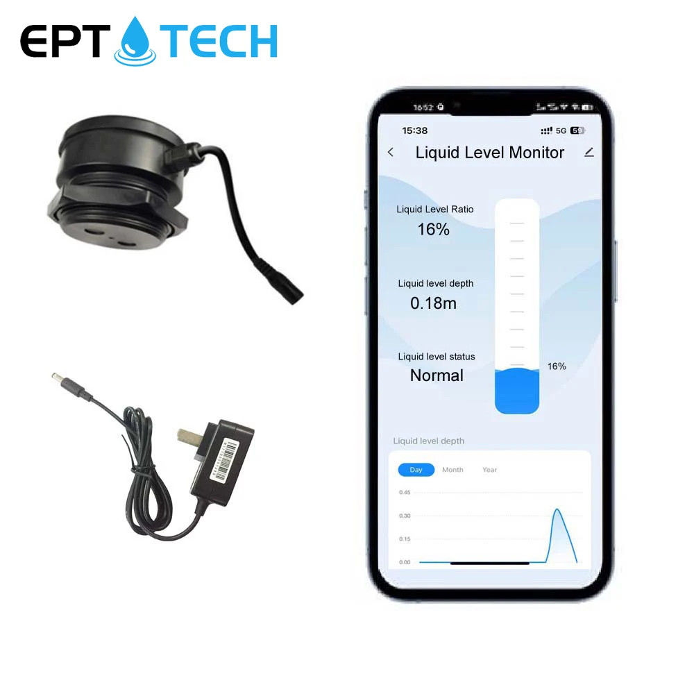 Ultrasonic Wireless Mobile App Detector Water Fuel Oil Liquid Level Sensor Alarm