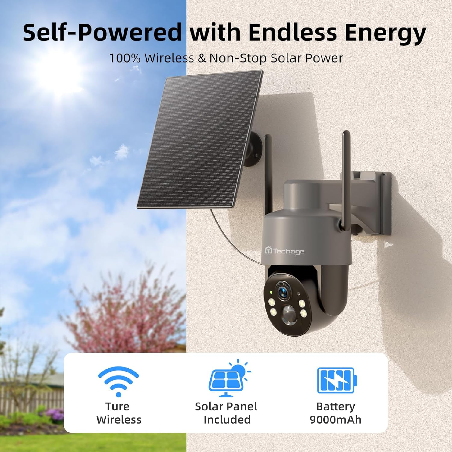 2.5K 4G Camara De Seguridad Sin Wifi Con Panel Solar Audio Para Casas Exteriores
