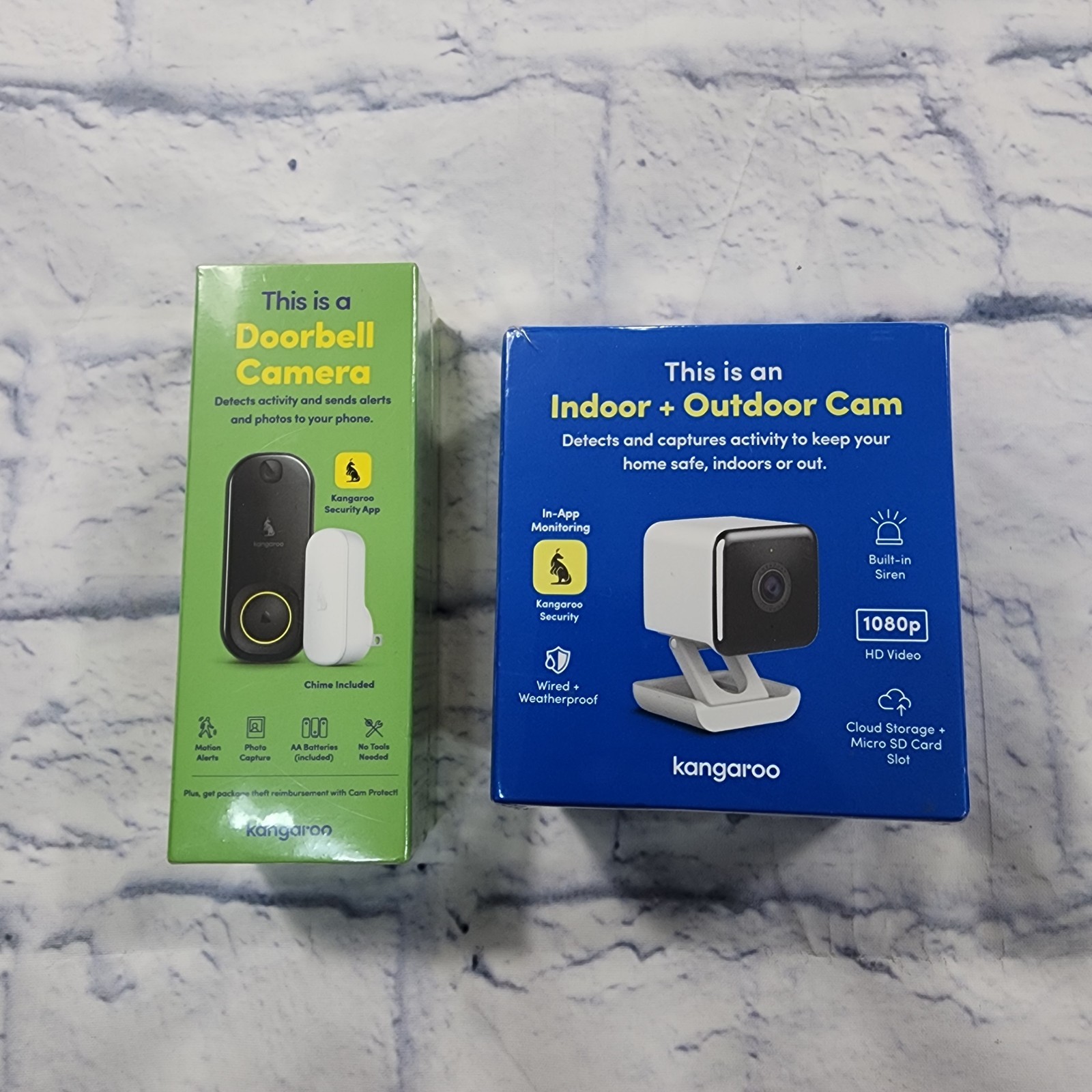 Kangaroo Indoor + Outdoor Cam Wired Security Camera & Doorbell Camera COMBO SET