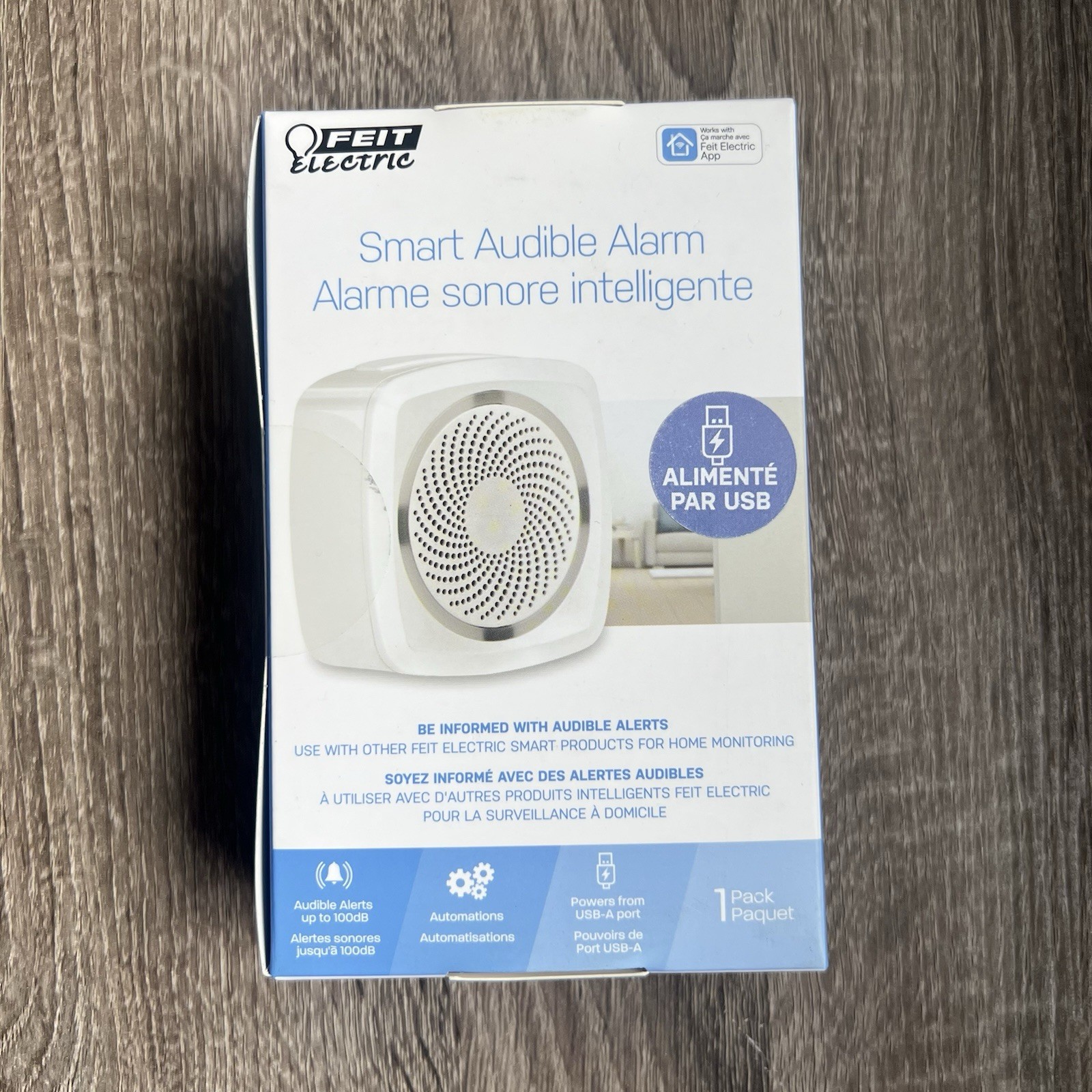 Feit Smart Home Audible Alarm Wireless Smart-Enabled White Security Alarm