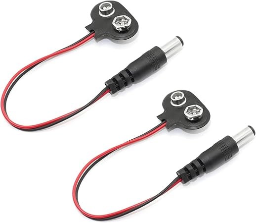 2 Pack 9V Battery Clip to DC 2.1mm Plug for Arduino