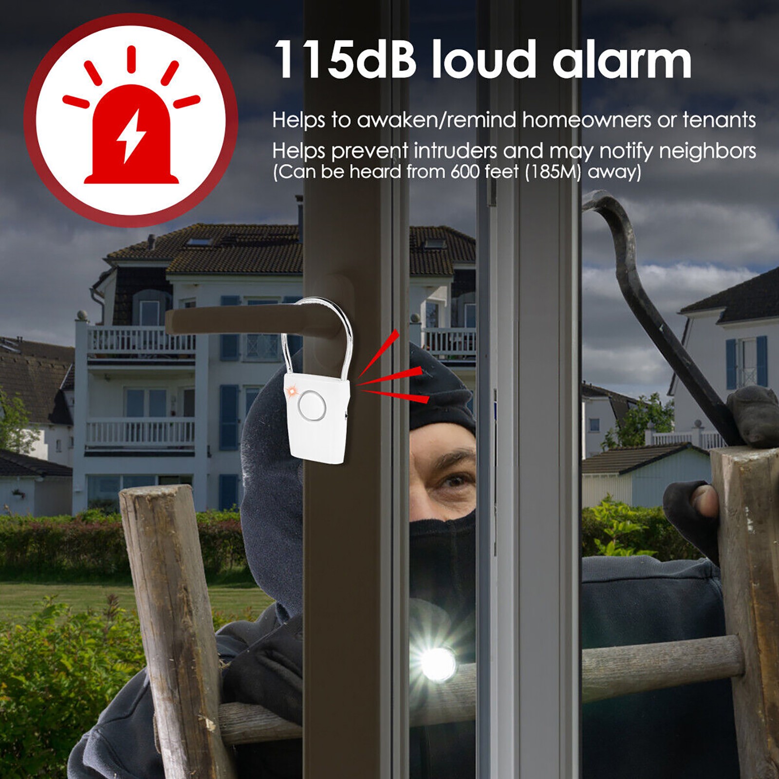 Door Handle Alarm 115dB Door Security Alarm Touch Sensor Anti-Theft Alarm