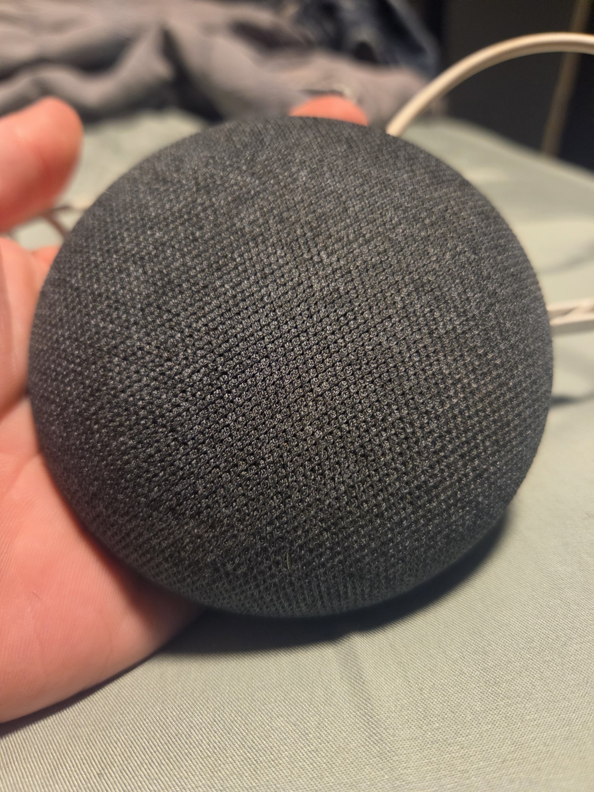 Google Home Mini Smart Speaker Gray/Orange Fabric Sphere, Bluetooth Wi-Fi